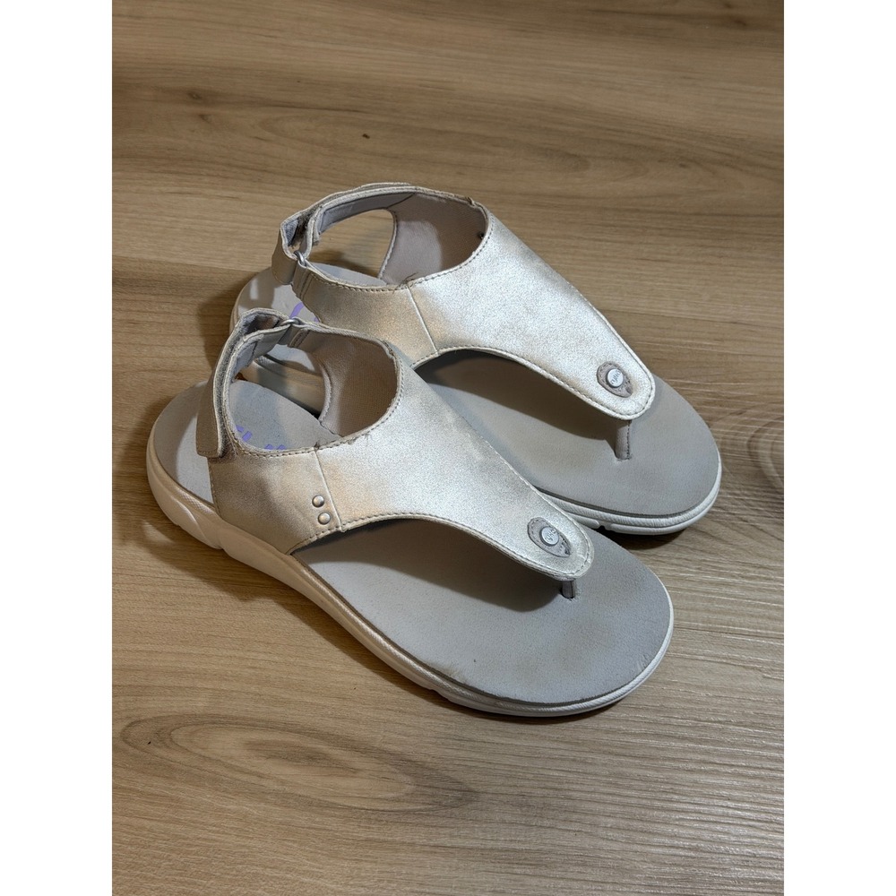 Ryka Margo Sandals Womens 6.5W Silver Metallic Thong Slingback Comfort Walking - Picture 3 of 7
